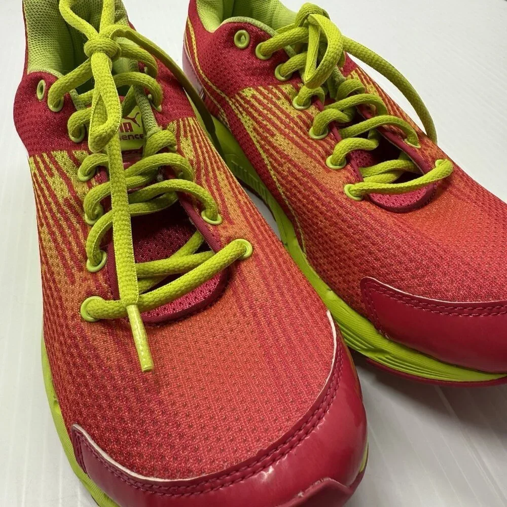 Puma Sequence Women’s Running Shoes Sz 7.5 Pink Chartreuse Lace Up Sneakers NWOB